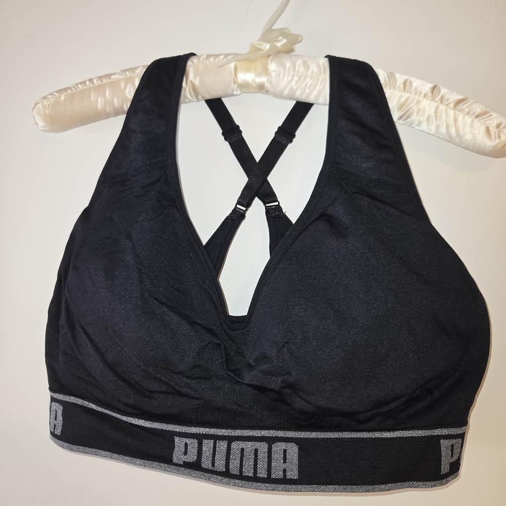 Puma Black Racerback Sports Bra with Crisscross Straps